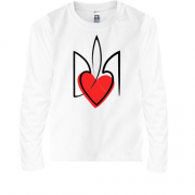 Детская футболка с длинным рукавом стилизованный Тризуб с сердце