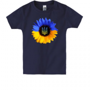 Дитяча футболка з жовто-синім соняшником з гербом