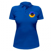 Жіноча футболка-поло з жовто-синім соняшником з гербом
