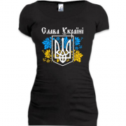 Подовжена футболка Слава Україні з гербом