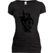 Подовжена футболка дівчина-солдат ЗСУ