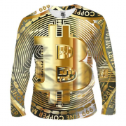 Чоловічий 3D лонгслів з золотим Bitcoin