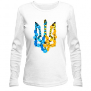 Лонгслив с гербом Украины из желто-синих цветов