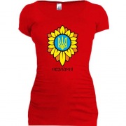 Подовжена футболка з гербом України у квітах - Незламні
