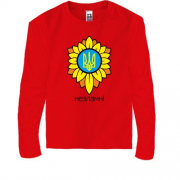 Детская футболка с длинным рукавом с гербом Украины в цветах - Н