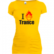 Женская удлиненная футболка I love Trance (3)