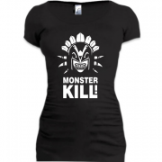 Женская удлиненная футболка Monster kill
