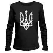 Лонгслив с черно-белым цветочным гербом Украины