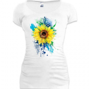 Подовжена футболка зі стилізованим соняшником