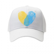 Кепка желто-синими отпечатками в виде сердца
