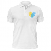 Чоловіча футболка-поло жовто-синіми відбитками у вигляді серця