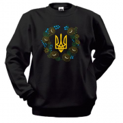 Свитшот герб Украины в цветочном венке