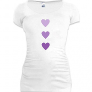 Подовжена футболка з фіолетовими серцями