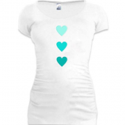 Подовжена футболка з сердечками кольору тіфані