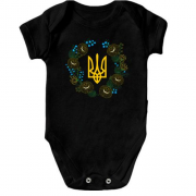 Детское боди герб Украины в цветочном венке