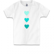 Детская футболка с сердечками цвета тиффани