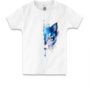Детская футболка Выглядывающий акварельный кот