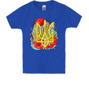 Дитяча футболка з гербом України (маки та калина)