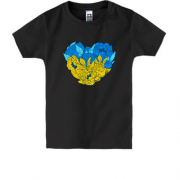 Детская футболка Сердце из желто-синих цветов