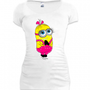 Женская удлиненная футболка Девочка миньон