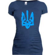 Подовжена футболка з гербом України (Стилізований під фарбу)