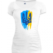 Подовжена футболка з гербом України (Стилізований під фарбу) 3