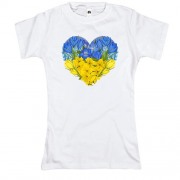 Футболка Серце із жовто-блакитних квітів