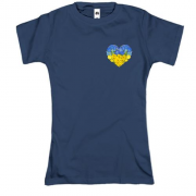 Футболка Сердце из желто-голубых цветов (mini)