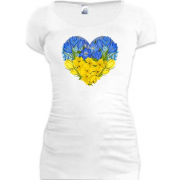 Подовжена футболка Серце із жовто-блакитних квітів