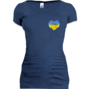 Подовжена футболка Серце із жовто-блакитних квітів (mini)