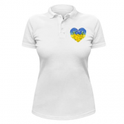 Жіноча футболка-поло Серце із жовто-блакитних квітів