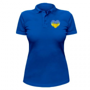 Жіноча футболка-поло Серце із жовто-блакитних квітів (mini)