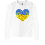 Детская футболка с длинным рукавом Сердце из желто-голубых цвето