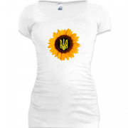 Женская удлиненная футболка Подсолнух с гербом Украины