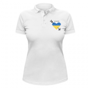 Футболка поло Love Ukraine (желто-синее пиксельное сердце)