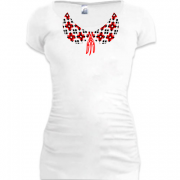 Женская удлиненная футболка с воротничком-вышиванкой (2)