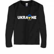 Детская футболка с длинным рукавом с принтом Локация Украина