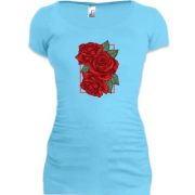Подовжена футболка з принтом Троянди арт