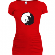 Женская удлиненная футболка Коты Инь-Янь