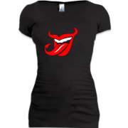 Женская удлиненная футболка с дьявольской улыбкой