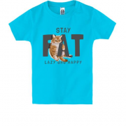 Дитяча футболка з котиком Fat Lazy and Happy