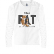 Детская футболка с длинным рукавом с котиком Fat Lazy and Happy