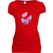 Подовжена футболка з акварельними метеликами