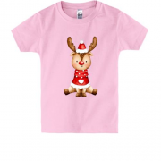 Дитяча футболка Олень новорічний із серцем