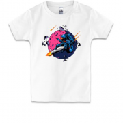 Детская футболка с астронавтом и астрероидами