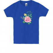 Детская футболка с акварельной розовой розой
