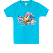 Детская футболка Птичка среди цветов