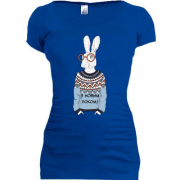 Подовжена футболка із зайцем у светрі З Новим Роком