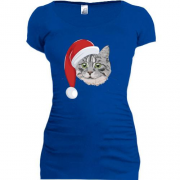 Подовжена футболка з котом у шапці Санти