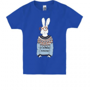 Детская футболка с зайцем в свитере С Новым Годом